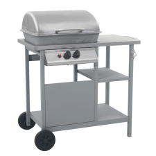 vidaXL Ezüst gáz grillező 3 szintes kisasztallal grillsütő
