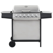 vidaXL ezüst rozsdamentes acél gáz grillező 6 főzőzónával (276154) grillsütő