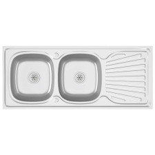 vidaXL Ezüst rozsdamentes acél kétmedencés mosogató 1200x500x155 mm mosogatótálca