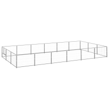 vidaXL ezüstszínű acél kutyakennel 18 m² szállítóbox, fekhely kutyáknak