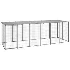 vidaXL ezüstszínű acél kutyakennel 330 x 110 x 110 cm szállítóbox, fekhely kutyáknak