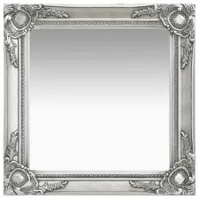 vidaXL Ezüstszínű barokk stílusú fali tükör 50 x 50 cm bútor