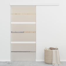 vidaXL ezüstszínű ESG üveg és alumínium tolóajtó 90 x 205 cm építőanyag