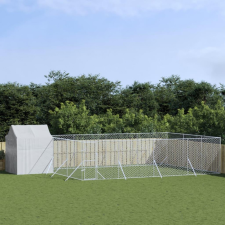 vidaXL ezüstszínű horganyzott acél kutyakennel tetővel 10x6x2,5 m szállítóbox, fekhely kutyáknak