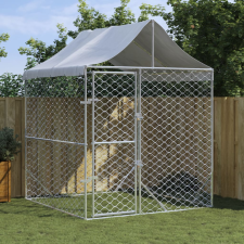 vidaXL ezüstszínű horganyzott acél kutyakennel tetővel 2x2x2,5 m szállítóbox, fekhely kutyáknak