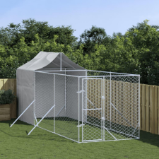 vidaXL ezüstszínű horganyzott acél kutyakennel tetővel 2x6x2,5 m szállítóbox, fekhely kutyáknak