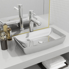 vidaXL Ezüstszínű kerámia mosdókagyló 71 x 38 x 13,5 cm fürdőszoba kiegészítő