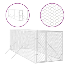 vidaXL Ezüstszínű kültéri horganyzott acél kutyakennel 2x6x2 m szállítóbox, fekhely kutyáknak