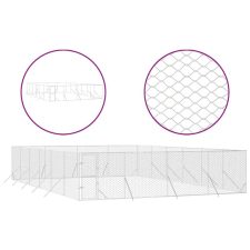 vidaXL Ezüstszínű kültéri horganyzott acél kutyakennel 8 x 12 x 2 m szállítóbox, fekhely kutyáknak