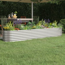 vidaXL ezüstszínű porszórt acél kerti ültetőláda 260 x 40 x 36 cm kerti tárolás