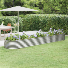 vidaXL ezüstszínű porszórt acél kerti ültetőláda 368x80x36 cm kerti tárolás