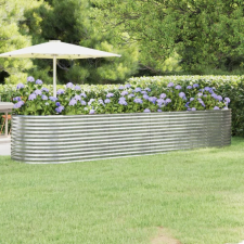 vidaXL ezüstszínű porszórt acél kerti ültetőláda 396 x 100 x 68 cm bútor