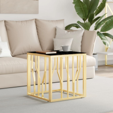 vidaXL ezüstszínű üveg és rozsdamentes acél dohányzóasztal 50x50x50 cm bútor