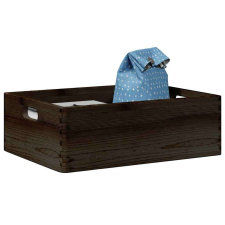 vidaXL Fa doboz fogantyúkkal fekete 40x30x13 cm tömör fa fenyő bútor