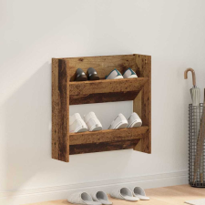vidaXL Fali cipőtartók polcokkal Falra szerelhető Öreg fa Faanyag bútor
