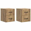 vidaXL Fali éjjeli szekrény 2 pcs Kézműves Tölgy 34,5 x 33 x 40 cm