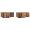  vidaXL Fali éjjeli szekrény fiókkal 2 pcs Antik Fa 49 x 34,5 x 20 cm