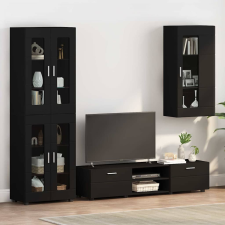 vidaXL Fali szekrény polcokkal ajtóval Fekete 55 x 29 x 100 cm Faanyag bútor
