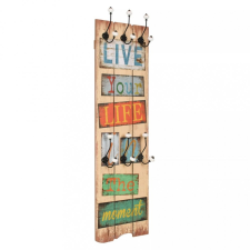 vidaXL Falra szerelhető fogas 6 akasztóval 120 x 40 cm „LIVE LIFE” bútor