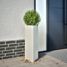 vidaXL Fehér acél háromszög alakú kerti növénytartó 30 x 26 x 75 cm kerti tárolás