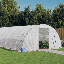 vidaXL fehér acélvázas melegház 24 m² 6x4x2 m kerti tárolás
