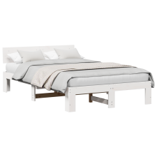 vidaXL Fehér Ágykeret Fejtámasszal 135x190 cm Tömör Fenyőfa (872660) ágy és ágykellék