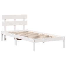 vidaXL Fehér Ágykeret Fejtámlával 80x200 cm Tömör fenyőből (872135) ágy és ágykellék