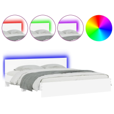 vidaXL fehér ágykeret fejtámlával és LED-del 200 x 200 cm (3207581) ágy és ágykellék