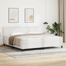 vidaXL Fehér ágykeret matraccal, 200 x 200 cm, műbőr ágy és ágykellék