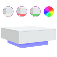 vidaXL fehér dohányzóasztal LED-lámpákkal 80 x 80 x 31 cm (836588) bútor