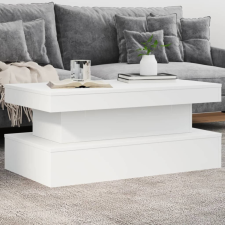 vidaXL Fehér dohányzóasztal LED-lámpákkal 90x50x40 cm bútor