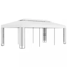 vidaXL Fehér dupla tetős pavilon 3 x 6 m kerti bútor