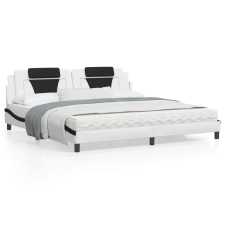 vidaXL fehér és fekete műbőr ágykeret LED-világítással 200x200 cm ágy és ágykellék