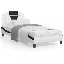 vidaXL Fehér és fekete műbőr ágykeret LED-világítással 90 x 200 cm ágy és ágykellék