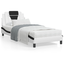vidaXL fehér és fekete műbőr ágykeret LED-világítással 90x190 cm ágy és ágykellék