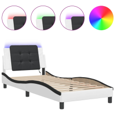 vidaXL fehér és fekete műbőr ágykeret LED-világítással 90x190 cm ágy és ágykellék