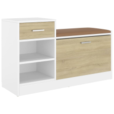 vidaXL fehér és sonoma tölgy forgácslap cipőtároló pad 94,5x31x57 cm (326746) bútor