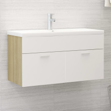 vidaXL fehér és sonoma-tölgy forgácslap mosdószekrény 90x38,5x46 cm fürdőszoba bútor