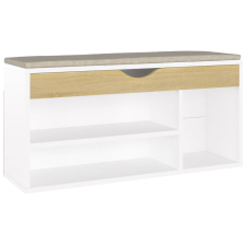 vidaXL fehér és sonoma tölgy színű cipőtároló pad párnával 104x30x49cm (326755) bútor