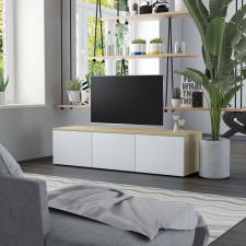 vidaXL fehér és sonoma tölgy színű forgácslap TV-szekrény 120 x 34 x 30 cm bútor
