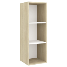 vidaXL fehér és tölgyszínű forgácslap fali TV-szekrény 37x37x107 cm (805485) bútor