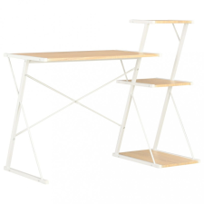 vidaXL Fehér és tölgyszínű íróasztal polccal 116 x 50 x 93 cm íróasztal