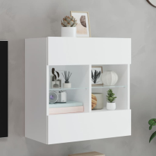 vidaXL fehér falra szerelhető TV-szekrény LED-lámpákkal 58,5x30x60,5cm bútor
