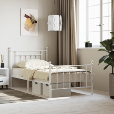 vidaXL fehér fém ágykeret fej- és lábtámlával 100 x 190 cm ágy és ágykellék