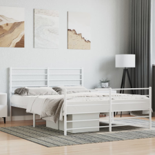 vidaXL Fehér fém ágykeret fej- és lábtámlával 120 x 190 cm ágy és ágykellék