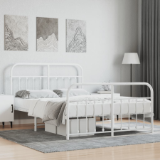 vidaXL fehér fém ágykeret fej- és lábtámlával 135x190 cm ágy és ágykellék