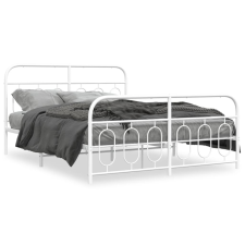 vidaXL fehér fém ágykeret fej- és lábtámlával 135x190 cm ágy és ágykellék