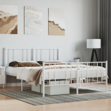 vidaXL fehér fém ágykeret fej- és lábtámlával 140 x 190 cm ágy és ágykellék