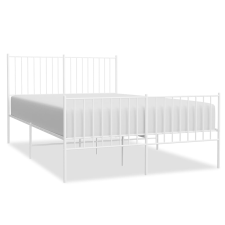 vidaXL fehér fém ágykeret fej- és lábtámlával 140 x 190 cm (350949) ágy és ágykellék