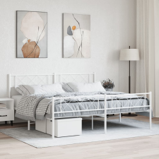 vidaXL fehér fém ágykeret fej- és lábtámlával 183 x 213 cm ágy és ágykellék